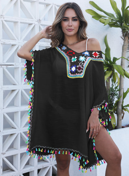 Dames franges bordure crochet plage surplis Chic und Stil