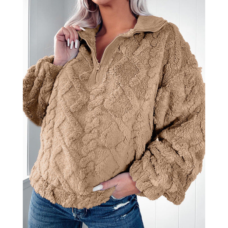 Femme Pull en polaire avec demi-zip Chic und Stil