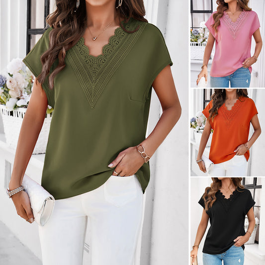 Women's blouse with lace appliqué and loose fit Chic und Stil