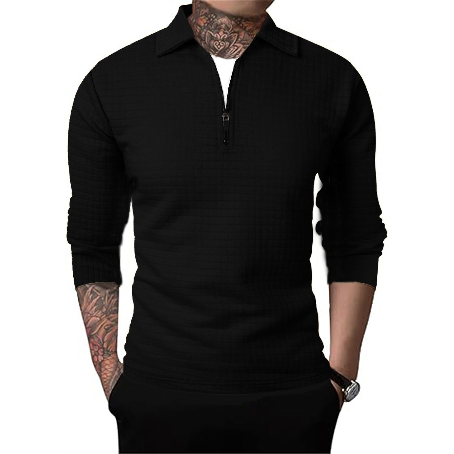 Pull structuré pour hommes avec zip court Chic und Stil
