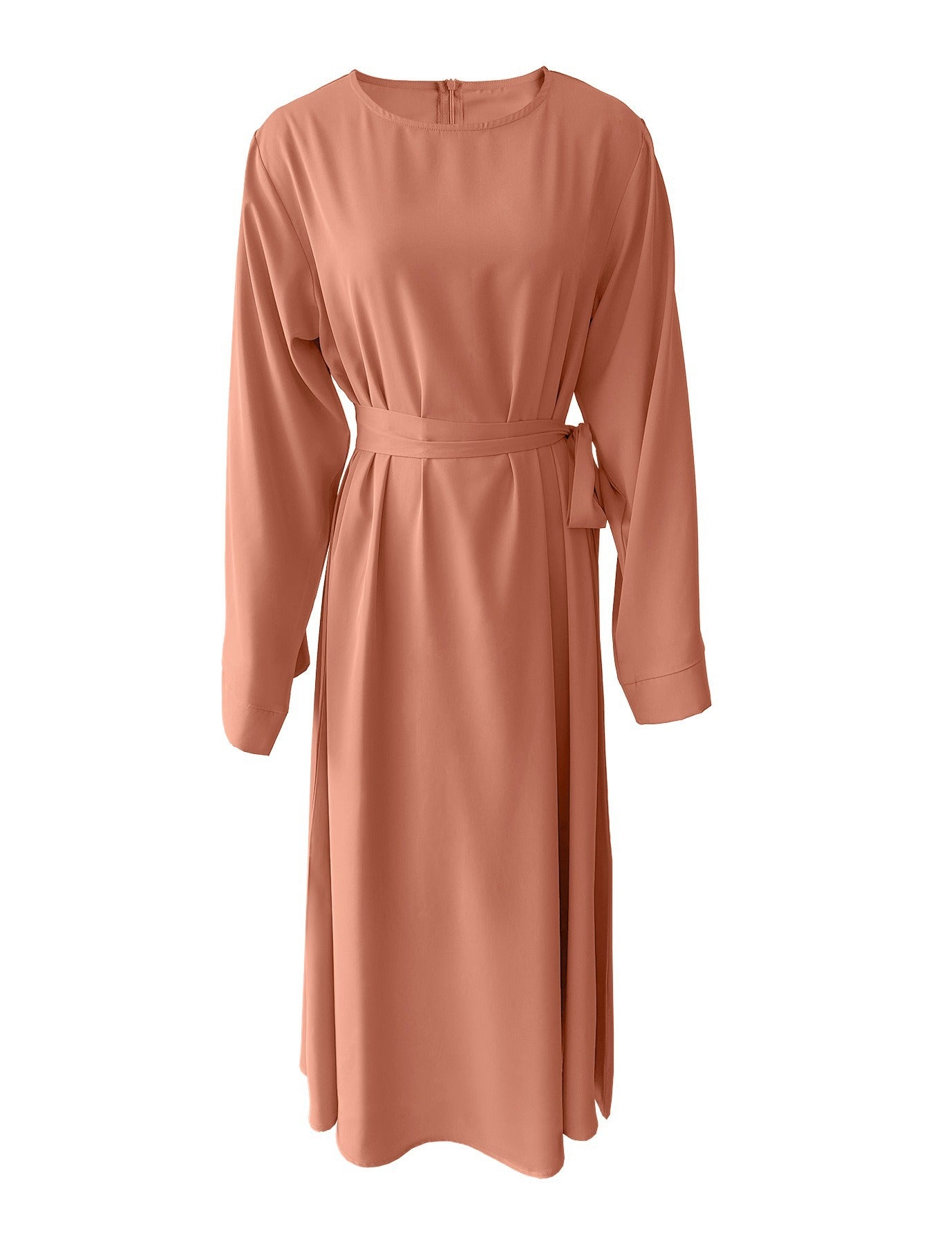Robe midi pour femmes avec une ceinture de taille élégante et des manches longues Chic und Stil