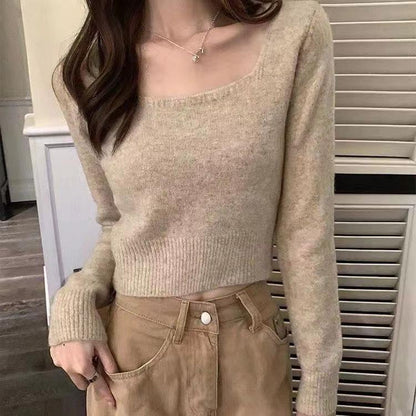 Pull décontracté pour femmes avec encolure carrée et texture fine Chic und Stil