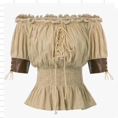 Blouse décolletée pour femmes avec détails en volants et laçage Chic und Stil
