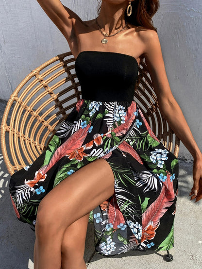 Robe bandeau pour dames avec motifs floraux et coupe ample Chic und Stil