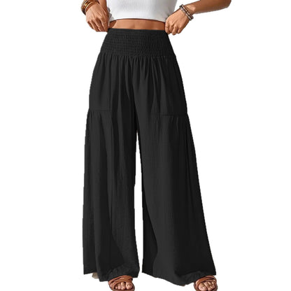 Wide linen pants for women with elastic waistband and pockets Chic und Stil