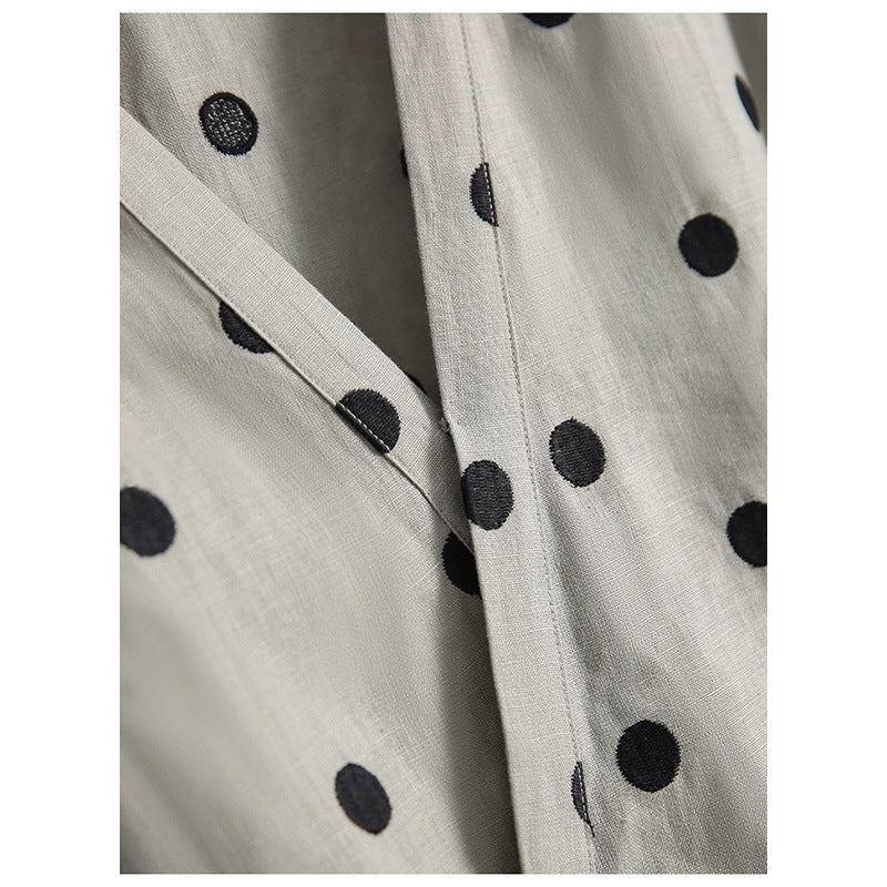 Robe maxi à pois pour femmes avec décolleté en V et ceinture Chic und Stil