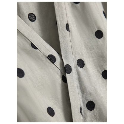 Robe maxi à pois pour femmes avec décolleté en V et ceinture Chic und Stil