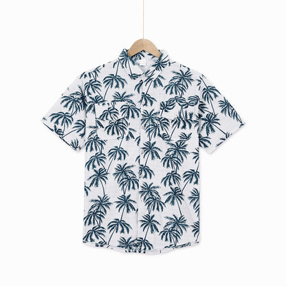 Chemise à manches courtes pour hommes avec motif palmier et poche poitrine pratique Chic und Stil