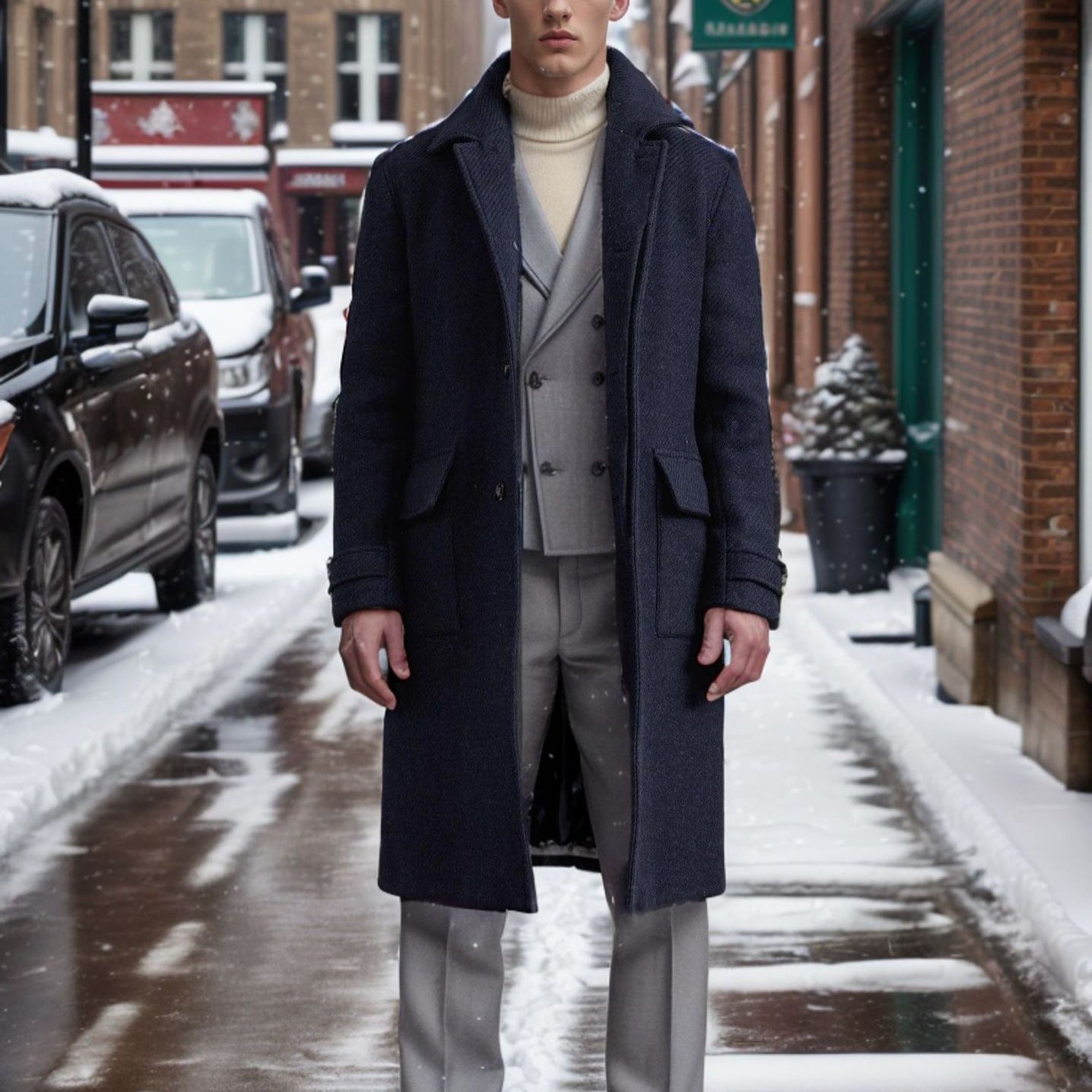 Elegant wool peacoat for men Chic and Style