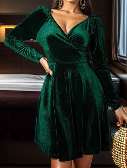 Robe portefeuille pour femmes à manches longues et décolleté en V Chic und Stil