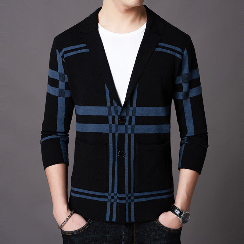 Blazer en tricot élégant pour hommes avec un motif à carreaux moderne Chic und Stil