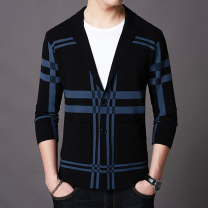 Blazer en tricot élégant pour hommes avec un motif à carreaux moderne Chic und Stil
