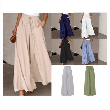 Wide-leg pants for women with elastic waistband and pockets Chic and Style