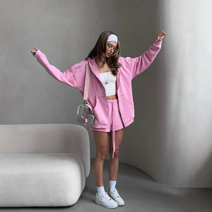 Casual hoodie and shorts set Chic und Stil for women