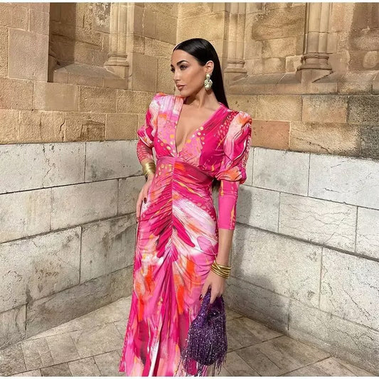 Robe portefeuille pour femmes avec des manches volumineuses et un design élégant Chic und Stil