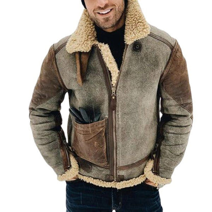 Veste en cuir pour hommes avec doublure chaude et poches pratiques Chic und Stil