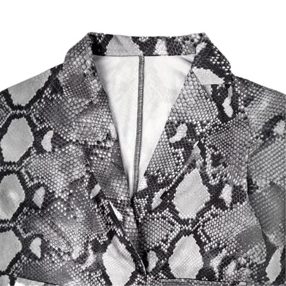 Dames élégant Blazer en design en cuir de serpent Chic und Stil