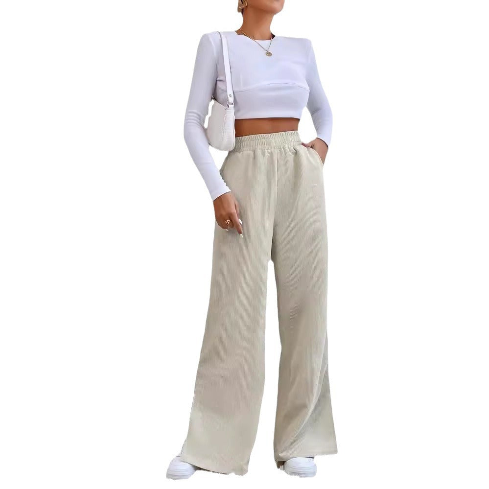 Chic and Style Wide Ribbed Pants for Women