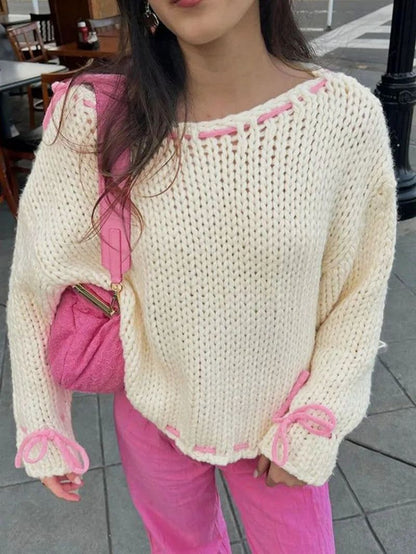 Pull en gros tricot pour femmes avec des détails ludiques et une coupe décontractée Chic und Stil