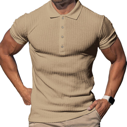 Chemise polo à manches courtes pour hommes en tissu structuré respirant avec col stylé Chic und Stil