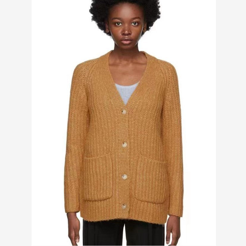 Dames Gros Tricot Cardigan avec grandes poches et détails de boutons Chic und Stil