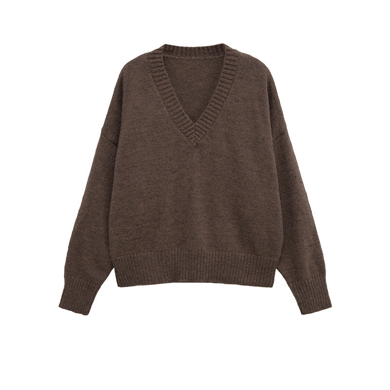 Pull en tricot confortable pour femmes avec décolleté en V et coupe généreuse Chic und Stil