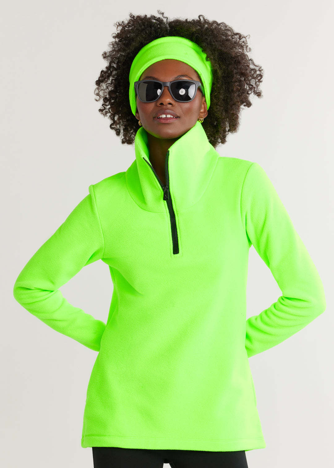 Pull en polaire pour femmes avec col montant et fermeture éclair sportive Chic und Stil