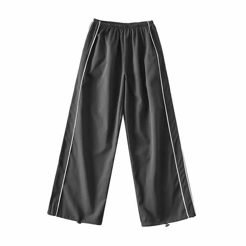 Damen weite Sporthose mit elastischem Bund und seitlichen Kontraststreifen Chic und Stil