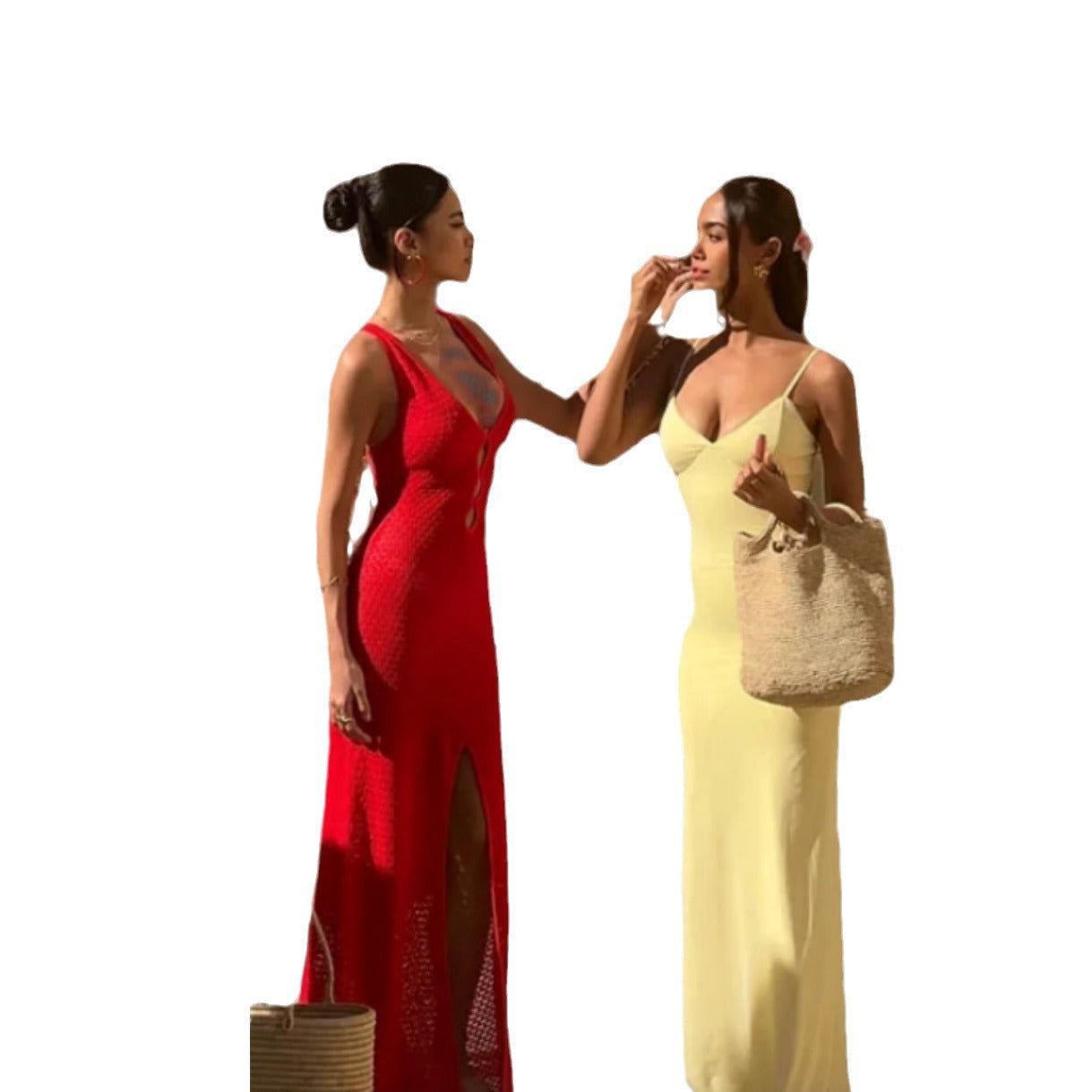 Robe à bretelles spaghetti ajustée pour femmes avec détails découpés Chic und Stil