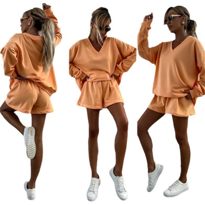 Casual outfit for women with oversized V-neck sweater and shorts Chic and Style