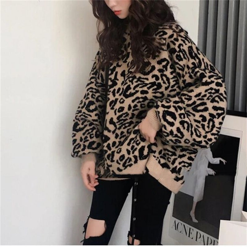 Pull en tricot surdimensionné pour femmes avec motif léopard et matériau doux Chic und Stil