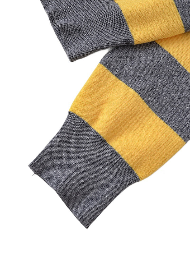 Pull en tricot décontracté pour femmes avec des rayures stylisées et un col polo Chic und Stil