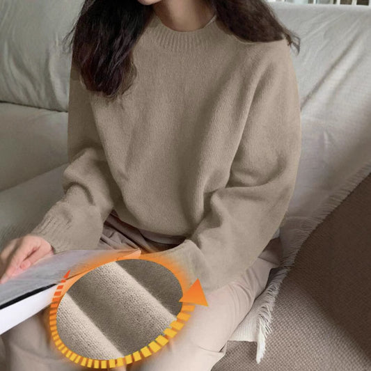 Dames Pull confortable à col rond en tissu de haute qualité Chic und Stil