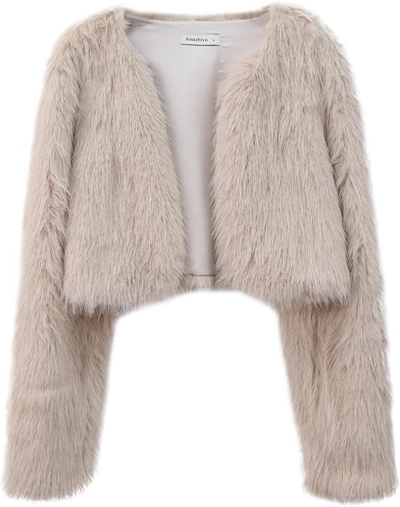 Ladies Short Plush Open Cut Jacket Chic und Stil