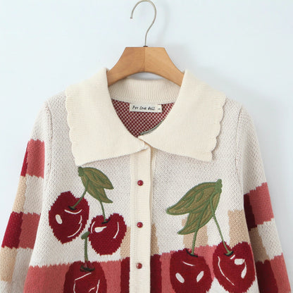 Dames enjouée Veste en tricot cropped avec motif floral de cerisier Chic und Stil