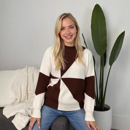 Pull en tricot pour dames avec design géométrique et coupe décontractée Chic und Stil