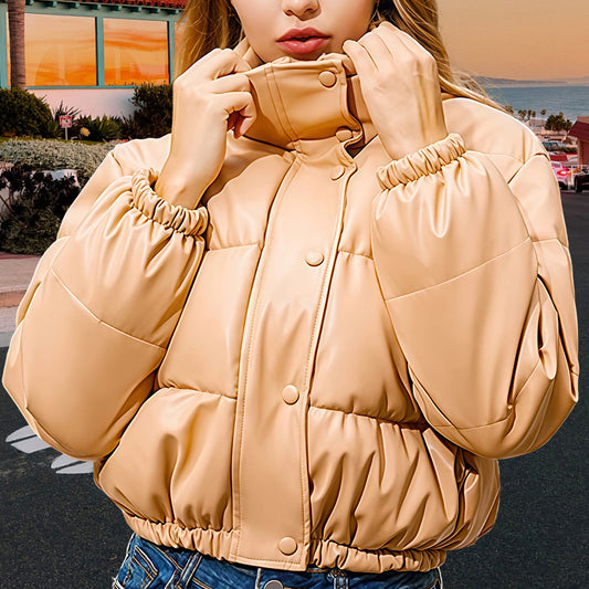 Women’s faux leather coat with high-quality padding and a relaxed fit Chic and Style