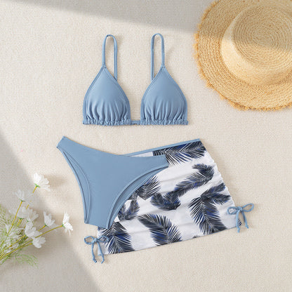 Flounced triangle bikini set for ladies with matching sarong Chic and Style