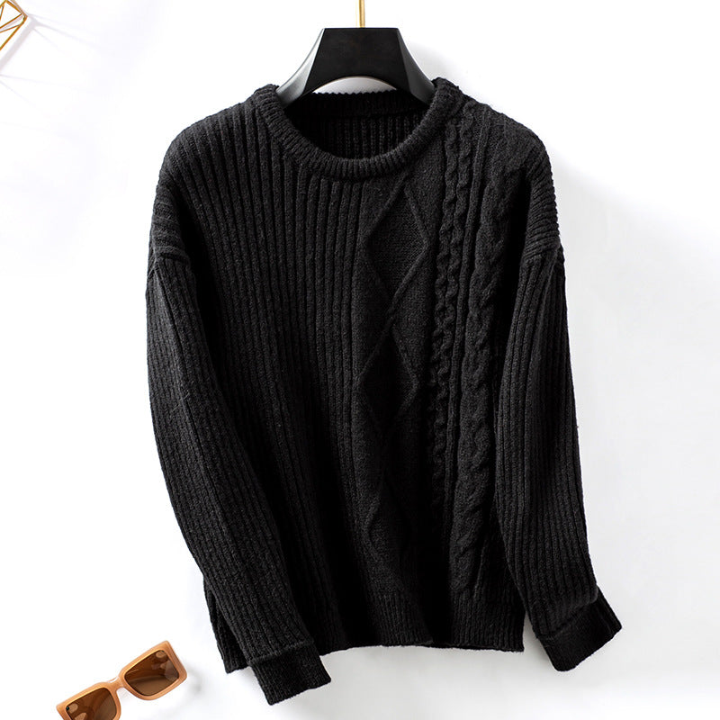 Pull en tricot à la mode pour femmes avec des motifs structurés et un col rond Chic und Stil