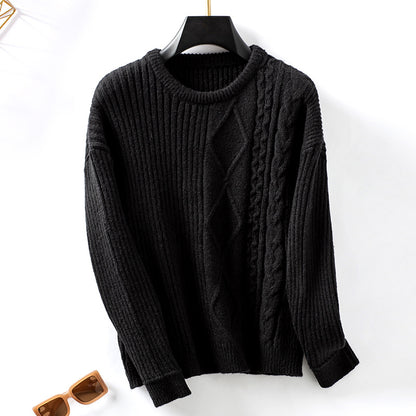 Pull en tricot à la mode pour femmes avec des motifs structurés et un col rond Chic und Stil