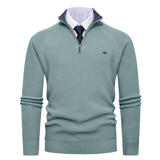 Elegant knitted pullover for men with high collar and zipper Chic und Stil