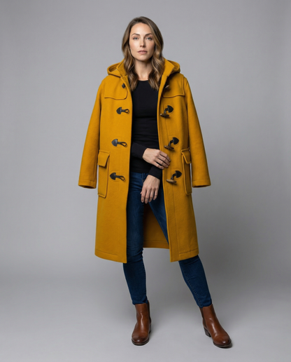 Women’s Oversized Duffle Coat with Hood & Wooden Buttons | Chic und Stil