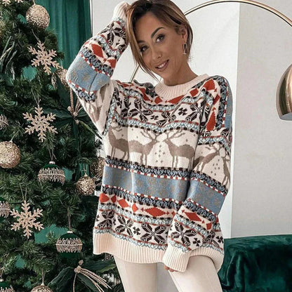 Chic und Stil | Pull de Noël avec motif de renne - Mode femme