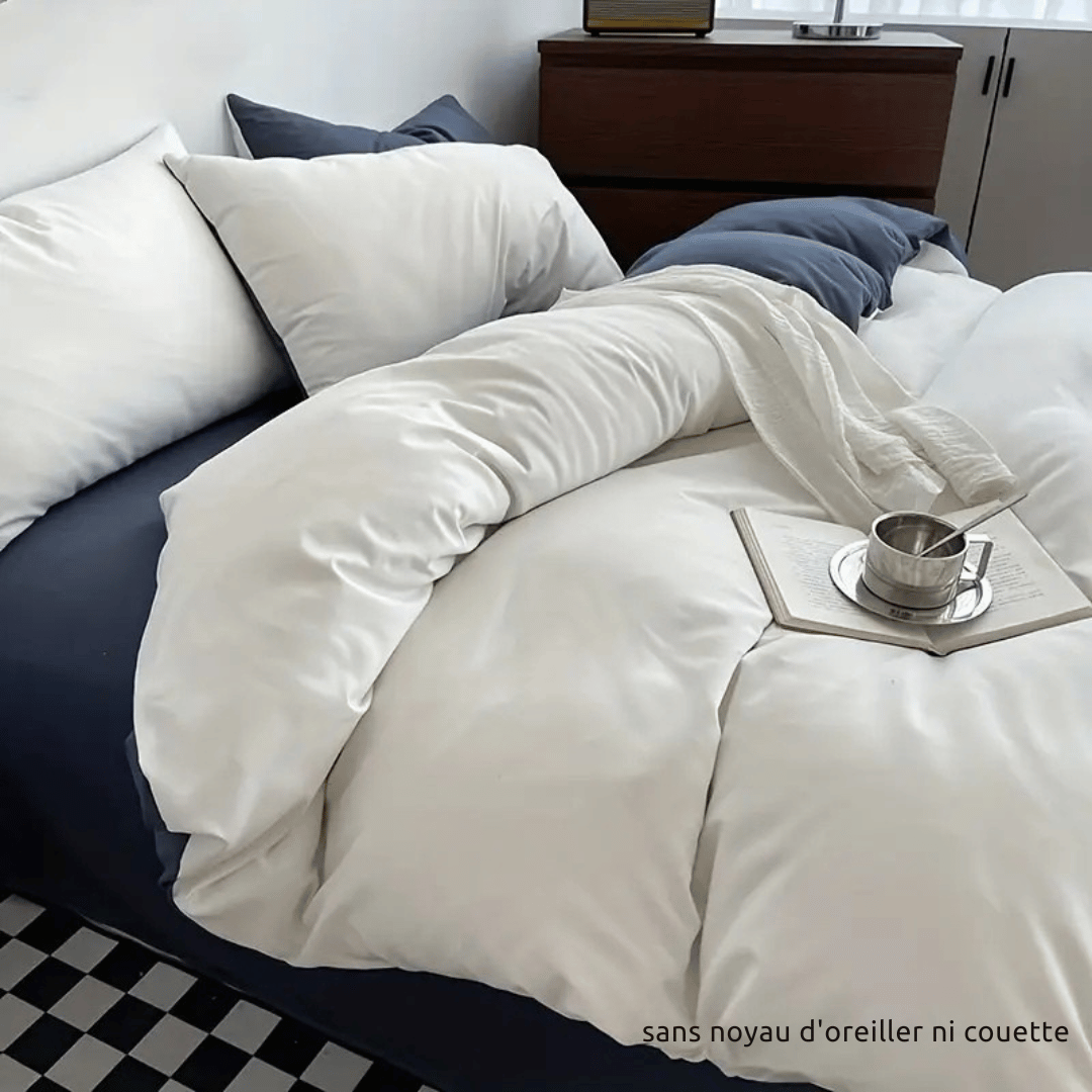 Couette Unie Bleu Blanc-Chambre à coucher-ChicUndStil