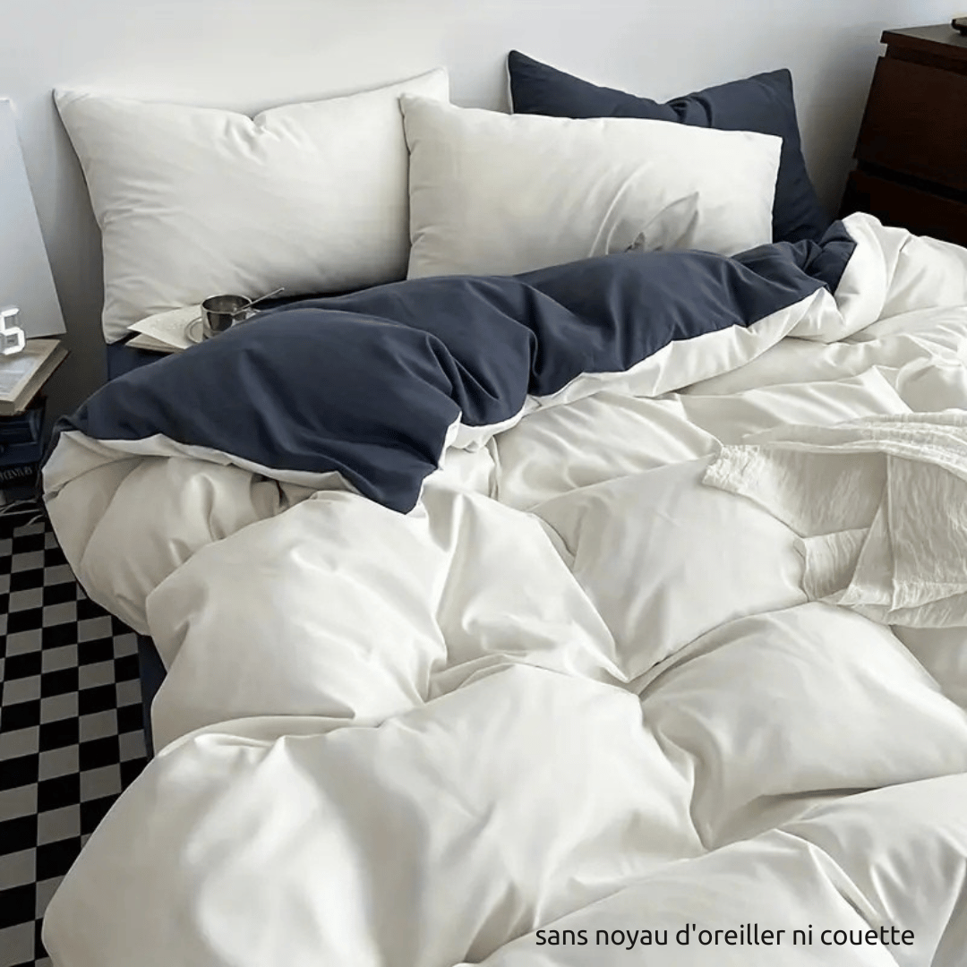 Couette Unie Bleu Blanc-Chambre à coucher-ChicUndStil