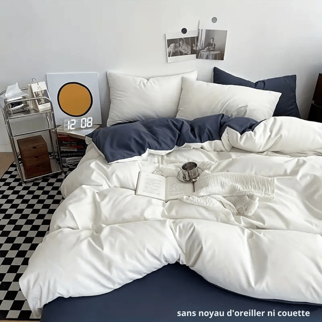 Couette Unie Bleu Blanc-Chambre à coucher-ChicUndStil