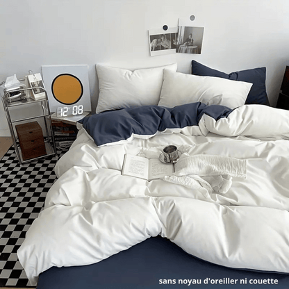 Couette Unie Bleu Blanc-Chambre à coucher-ChicUndStil
