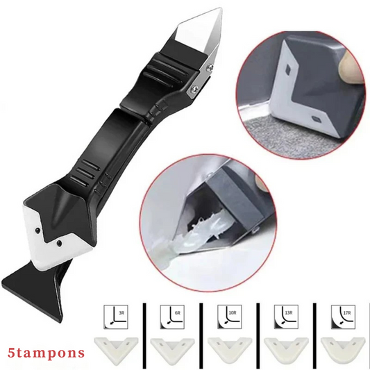 EasyCaulk combine trois outils de calfeutrage : une truelle en silicone, un grattoir à résidus et un couteau tranchant. - ChicUndStil