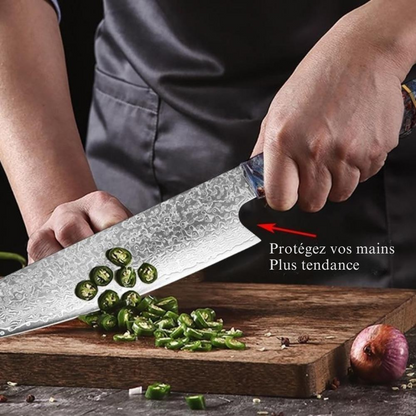 Couteau de Chef Japonais - Lame en Acier Damas - ChicUndStil