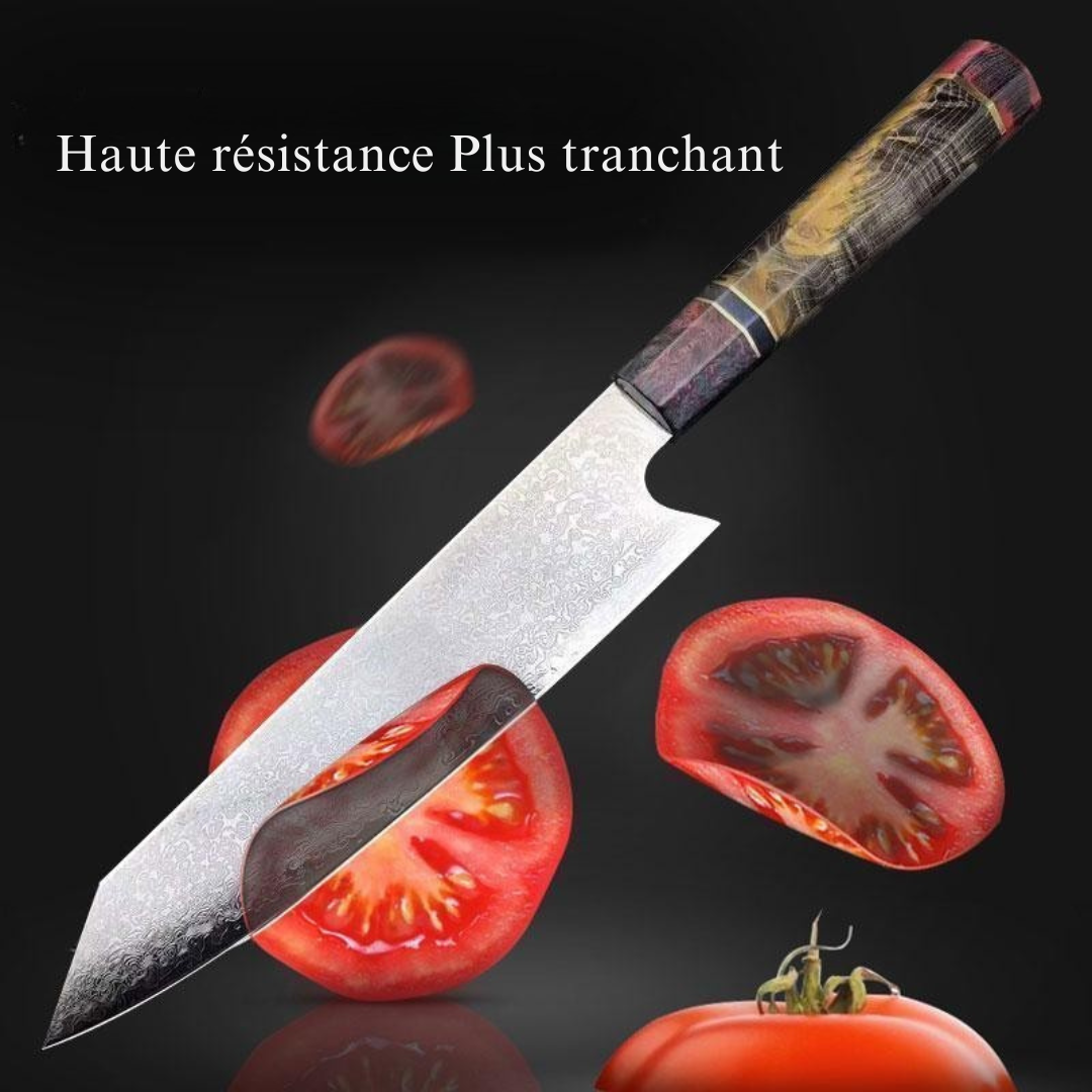 Couteau de Chef Japonais - Lame en Acier Damas - ChicUndStil